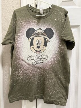 Disney Kids Olive Green Mickey Mouse 'Best Day Ever' Short Sleeve Tee
